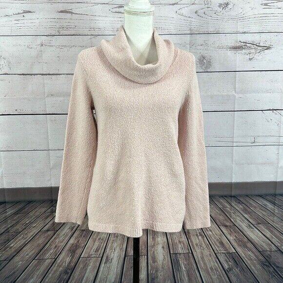 J Jill Sweater Womens Small Pink Cowl Plush Knit Soft Wool Blend Classic City - Picture 1 of 9